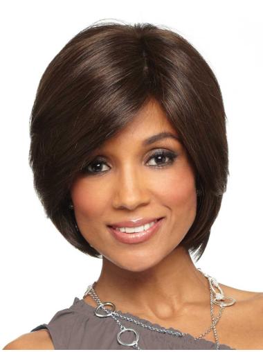 Top Straight Brown Chin Length Bob Synthetic Lace Front Wig