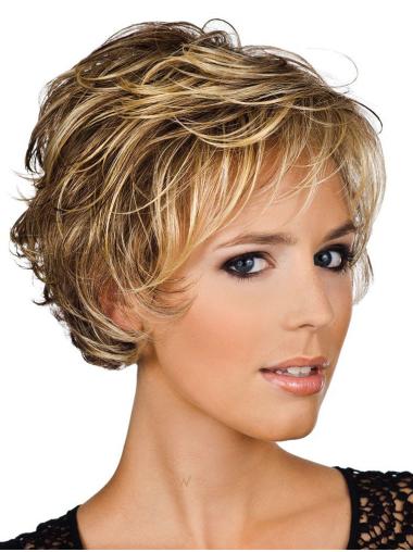 Flexibility Blonde Short Wavy Human Hair Wigs