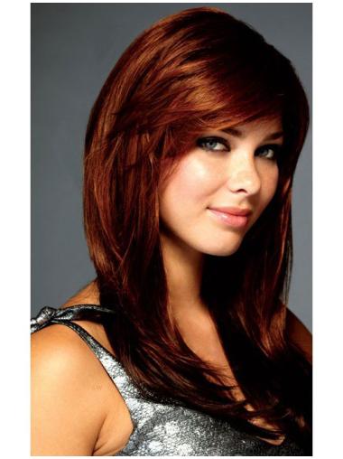 Discount Long Auburn Lace Front Synthetic Wigs With Bangs
