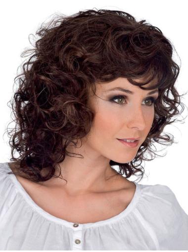 Style 100% Hand-Tied Curly Brown Classic Beauty Wigs