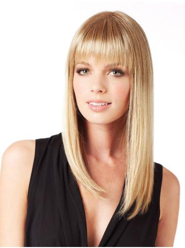 Natural Lace Front Straight Long Synthetic Wig With Bangs