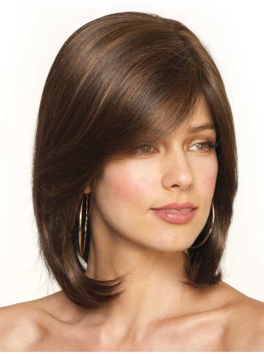 Great Straight Auburn Shoulder Length Cheap Synthetic Lace Wigs
