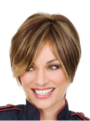 8" Short Beautiful Lace Front Straight Bang Wigs Human Hair