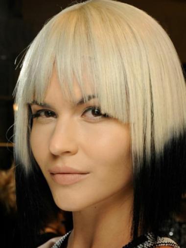 Chin Length With Bangs 100% Human Hair Wigs