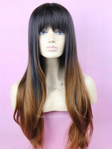 Lace Front 24 Inches Online Human Wavy Wigs For Black Women With Bangs