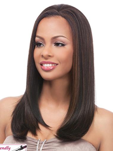 Remy Human Hair 16 Inches Lace Front Sleek Wig For Black Women