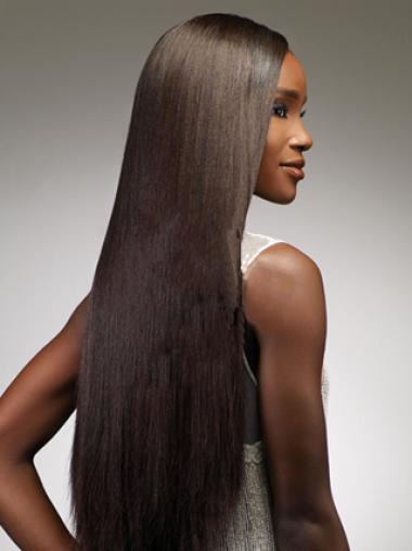Exquisite Remy Human Hair Long Yaki African American Wigs