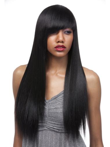 Yaki Black With Bangs Long Synthetic Wigs