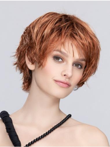 With Bangs Monofilament 6" Wavy Short Ladies Wigs