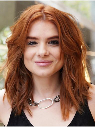 Layered Synthetic Copper Wavy Wig Lace