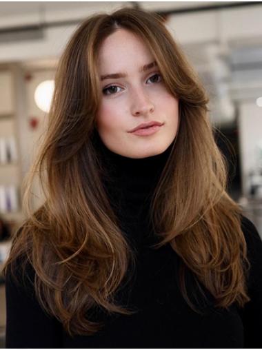 18" Long Lace Front Layered Ladies Human Hair Wigs