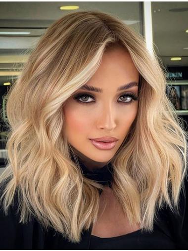 Without Bangs Synthetic Blonde Wavy Lace Wigs Buy