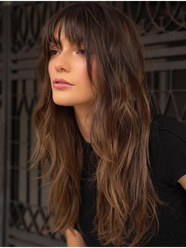 Long 18" Layered Brown Wigs For Women