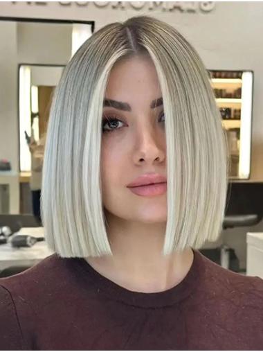 Bobs Synthetic Blonde Straight Bob Wigs Women