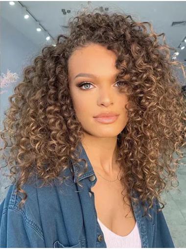 14" Lace Front Curly Layered Ladies Medium Wigs