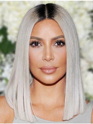 Shoulder Length Straight Bobs Full Lace Hairstyles Kim Kardashian Wigs