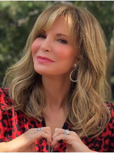 Wavy 14" Capless Shoulder Length With Bangs Blonde Flexibility Jaclyn Smith Wigs
