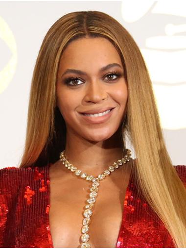 Straight 24" Lace Front Long Without Bangs Blonde No-Fuss Beyonce Wigs