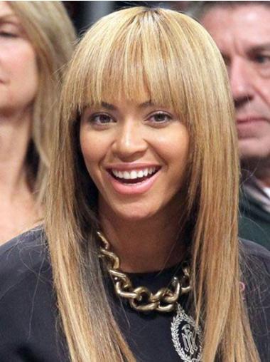 Straight 18" Capless Long With Bangs Blonde Durable Beyonce Wigs
