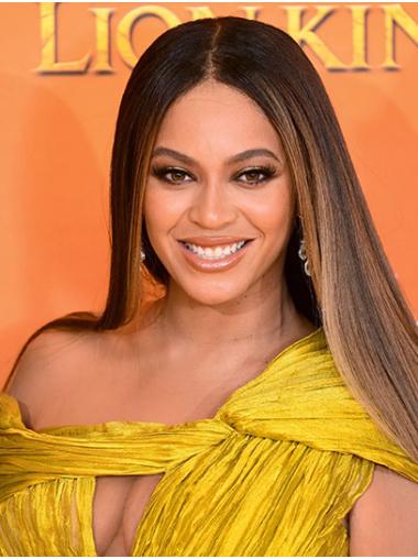 Straight 24" Lace Front Long Without Bangs Brown No-Fuss Beyonce Wigs