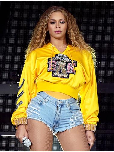 Curly 22" Lace Front Long Without Bangs Blonde Perfect Beyonce Wigs