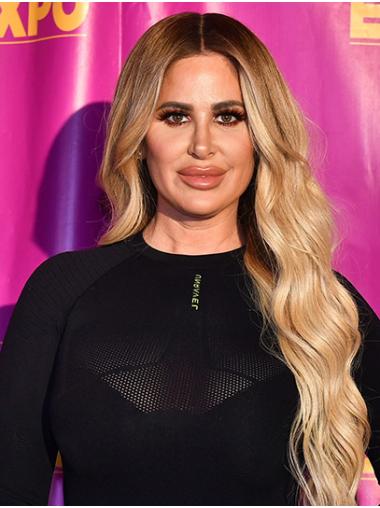 Wavy 26" Lace Front Long Without Bangs Blonde Great Kim Zolciak Wigs
