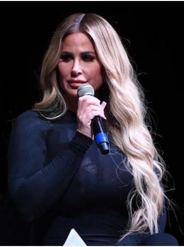 Wavy 26" Full Lace Long Without Bangs Platinum Blonde Ladies Kim Zolciak Wigs