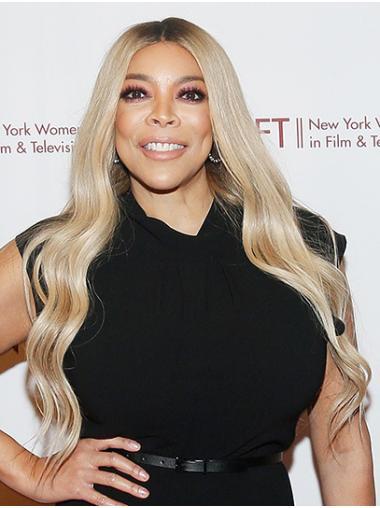 Wavy 26" Lace Front Long Without Bangs Platinum Blonde Incredible Wendy Williams Wigs