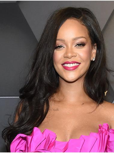 Remy Human Hair Lace Front Long Without Bangs Affordable 18" Rihanna Wigs