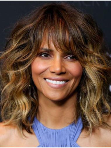 Synthetic Capless Shoulder Length With Bangs Great 14" Halle Berry Wigs