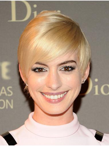 Stylish 8" Straight Short Blonde Boycuts Anne Hathaway Wigs