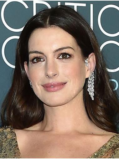 Comfortable 16" Wavy Long Black to Brown Without Bangs Anne Hathaway Wigs