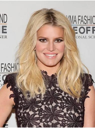 Great 16" Wavy Long Blonde Without Bangs Jessica Simpson Wigs