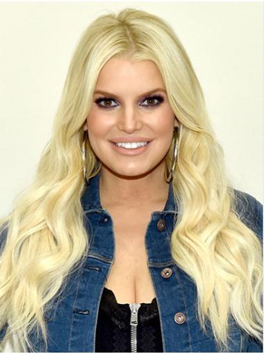 New 22" Wavy Long Blonde Without Bangs Jessica Simpson Wigs