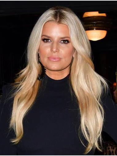 Suitable 22" Wavy Long Blonde Without Bangs Jessica Simpson Wigs