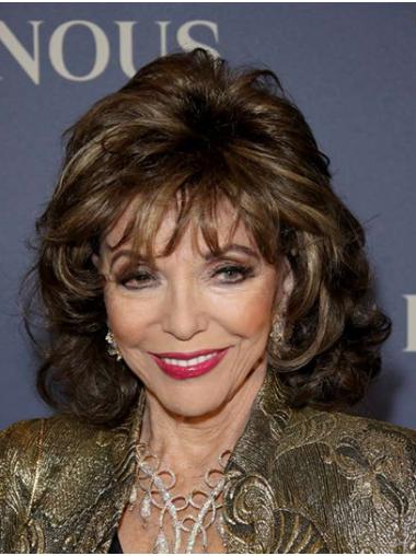 Great 14" Curly Shoulder Length Brown Classic Joan Collins Wigs