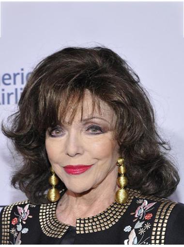 No-Fuss 14" Curly Shoulder Length Brown Classic Joan Collins Wigs