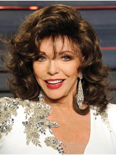 New 14" Curly Shoulder Length Brown Classic Joan Collins Wigs