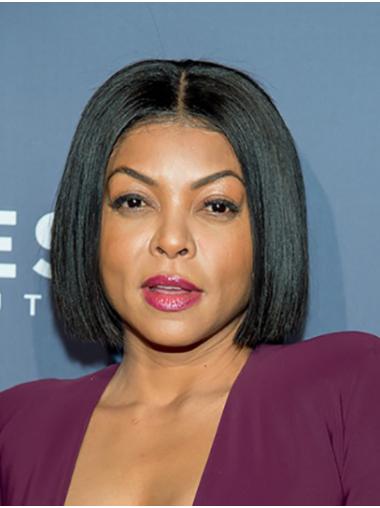 Trendy 12" Straight Chin Length Black Bobs Taraji P. Henson Wigs