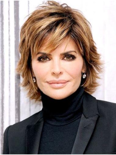 Durable 10" Straight Chin Length Blonde Layered Lisa Rinna Wigs