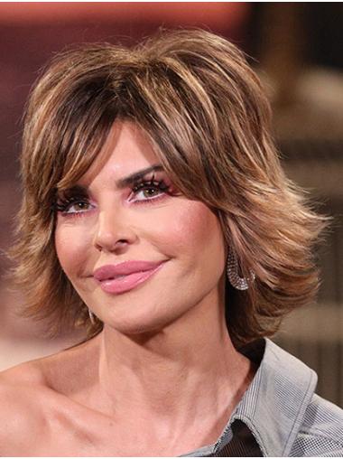 Great 12" Straight Chin Length Ombre/2 Tone With Bangs Lisa Rinna Wigs