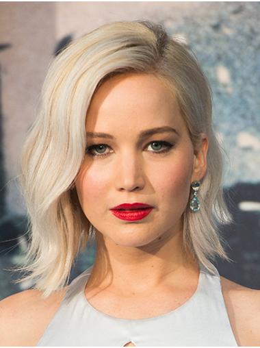 Great 12" Wavy Chin Length Grey Bobs Jennifer Lawrence Wigs