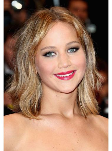 No-Fuss 14" Wavy Shoulder Length Blonde Without Bangs Jennifer Lawrence Wigs