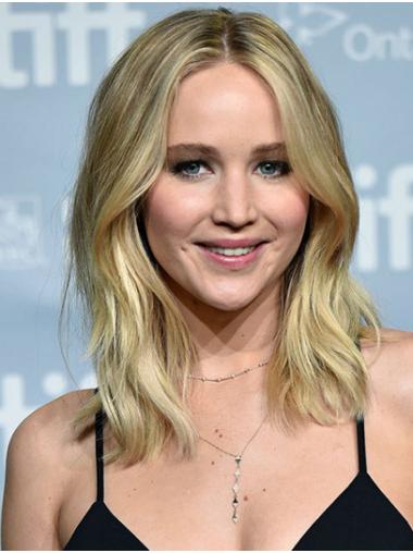 Perfect 16" Wavy Shoulder Length Blonde Without Bangs Jennifer Lawrence Wigs