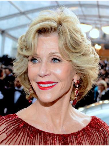 No-Fuss 10" Wavy Chin Length Blonde Without Bangs Jane Fonda Wigs