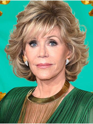 Trendy 12" Wavy Chin Length Blonde Layered Jane Fonda Wigs