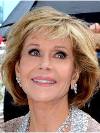 Good 12" Wavy Chin Length Blonde Bobs Jane Fonda Wigs