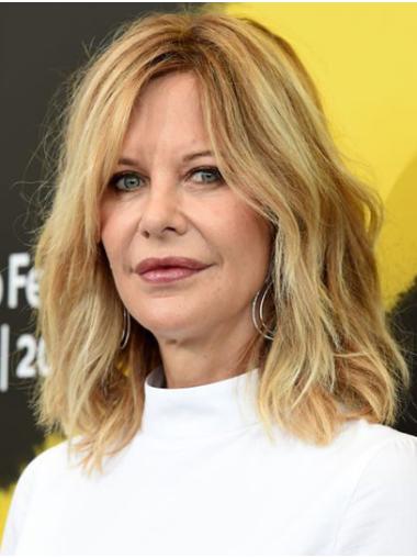Capless Wavy Shoulder Length Without Bangs 14" Perfect Meg Ryan Wigs