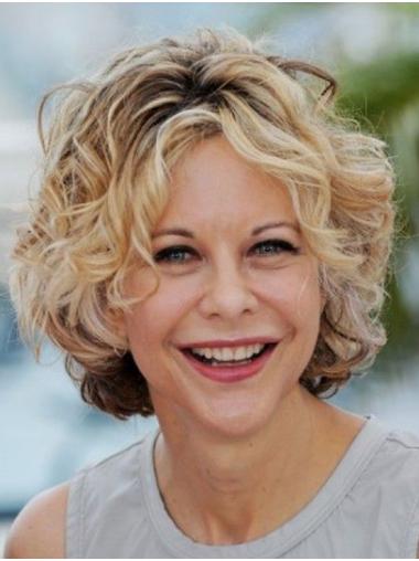 Capless Curly Chin Length Without Bangs 10" Great Meg Ryan Wigs