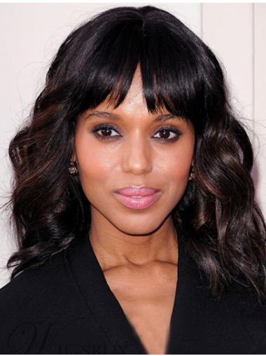 Capless Wavy Shoulder Length With Bangs 14" Great Kerry Washington Wigs